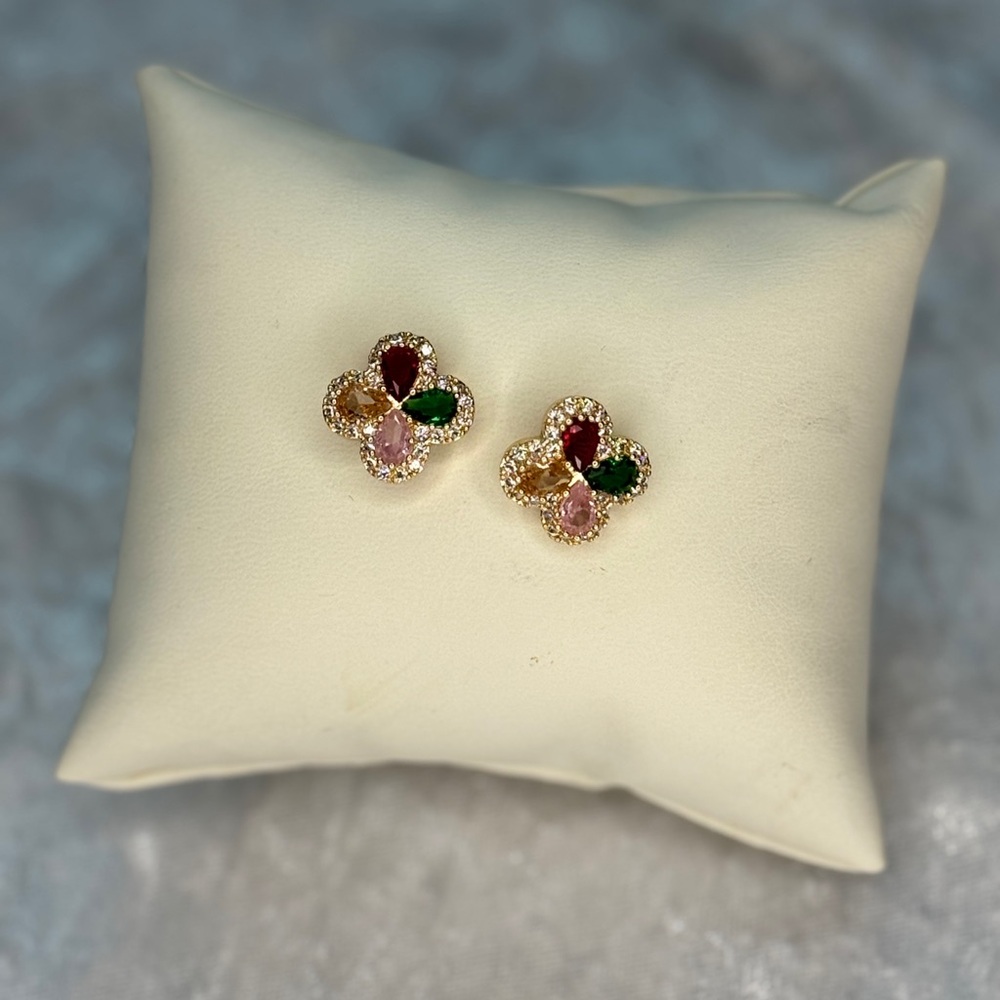 Elegant Multicolor Floral Stud Earrings